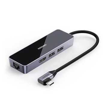 Cáp Chuyển USB Type C Bẻ Góc 90 Độ sang HDMI+USB 3.0 + Lan Ugreen 80546