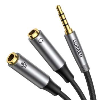 Cable Audio 1 ra 2 Ugreen 50254 (3.5mm Male to 2x Female Headphone và Microphone)