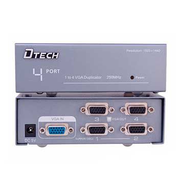 VGA MULTI 1.4 (LCD) (Bộ chia VGA 1 ra 4 250MHz Dtech DT 7254 )
