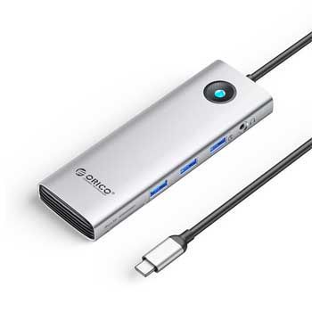 Cáp chuyển USB Type C sang 3xUSB 3.0, 1xPD 100W, 1xHDMI, 2xTF/SD, 1x3.5mm, 1 xLan Giga, 1xVGA ORICO PW11-10P-GY
