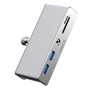 HUB Type C - 2 USB 3.0 + 3.5mm + TF/SD + USB-C 5V ORICO MH5PMM-10-SV-BP (Gắn Kẹp vào bàn)