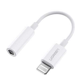Đầu chuyển Lightning Sang Cổng Âm Thanh 3.5mm dài 7cm Ugreen 30759 (màu trắng)
