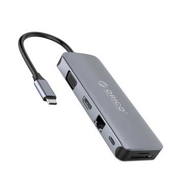 Đế cắm đa năng 11 trong 1 cổng Type C ORICO MC-U111P-V1-GY (Type C to PD3.0 + USB3.0 + TF3.0/SD3.01 + VGA + HDMI + LAN 1 + Audio)