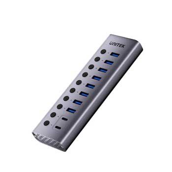 HUB USB Type C/ USB A (2 in 1) - 10 cổng ( 8 x USB 3.0 + 2 x USB-C ) kèm nguồn UNITEK H1315B01-EU