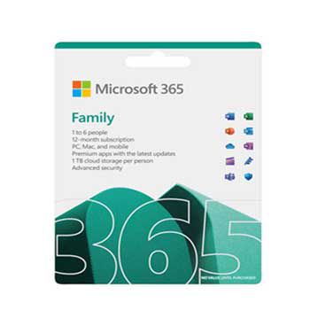 Microsoft M365 Family Subscr PK Lic 1YR Online APAC EM ESD (EP2-36890) -Phần mềm điện tử