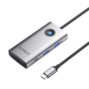 Cáp chuyển USB Type C sang 1xHDMI, 1x Lan Gigabit, 2xUSB3.0, 1 cổng sạc PD 100W ORICO PW11-6PCR-GY