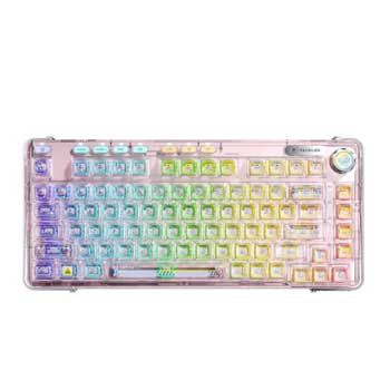 Bàn phím cơ không dây Gaming 3 Mode AULA F81 Crystal Switch Pink