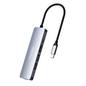 Cáp chuyển USB-C sang HDMI + 2xUSB 3.0 + PD + RJ45 VEGGIEG V-TC05R
