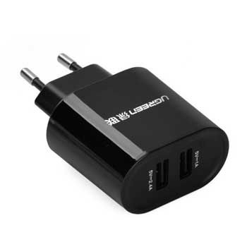 Cốc sạc 2 cổng USB (17W/5V 3.4A) Ugreen 20383 (MÀU ĐEN)