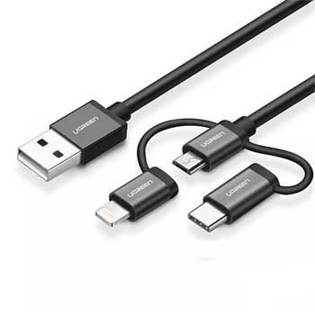 Cáp sạc 3 in 1 USB-C/Micro USB/Lightning Ugreen 30784 (Dài 1M)
