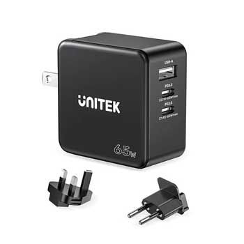Cốc sạc nhanh Unitek P1117B màu Đen (2 x USB-C, 1 x USB-A )